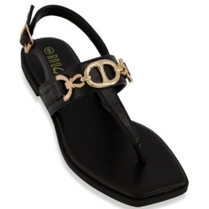 Open Toe Strap Sandals Black